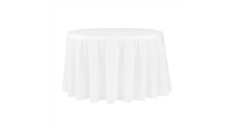 120” White Polyester Round Tablecloth