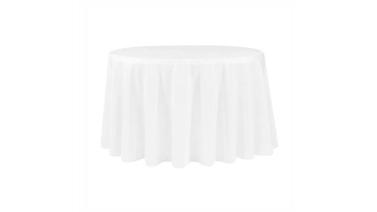 120” White Polyester Round Tablecloth