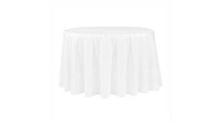 120” White Polyester Round Tablecloth