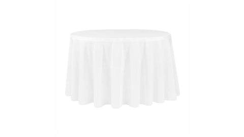 120” White Polyester Round Tablecloth