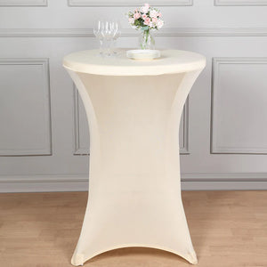 Beige Spandex Cocktail Table Cover-30” Table