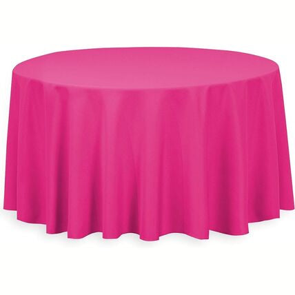 120” Fuchsia Polyester Round Tablecloth