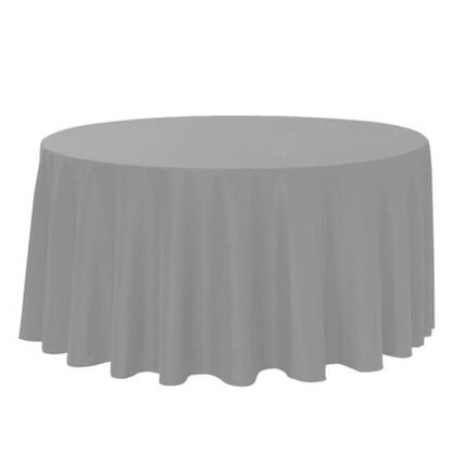 120” Grey Polyester Round Tablecloth