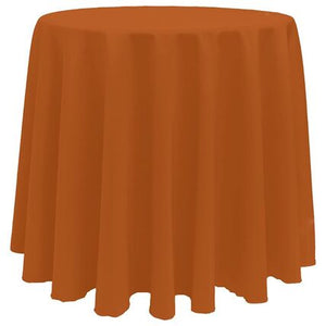 120” Burnt Orange Polyester Round Tablecloth