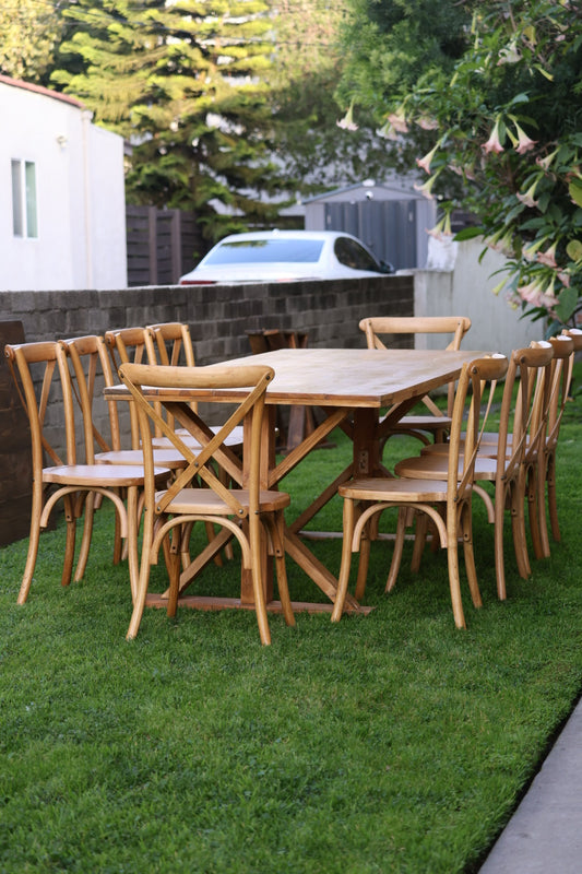 Natural Wood Farm Table Rental