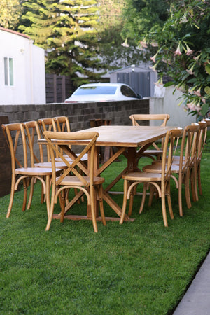 Natural wood farm tables