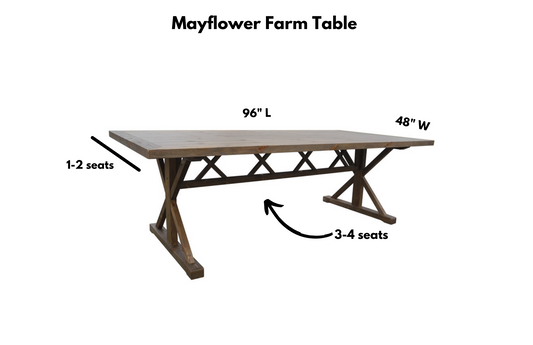 Mayflower Luxury Farm table Rental