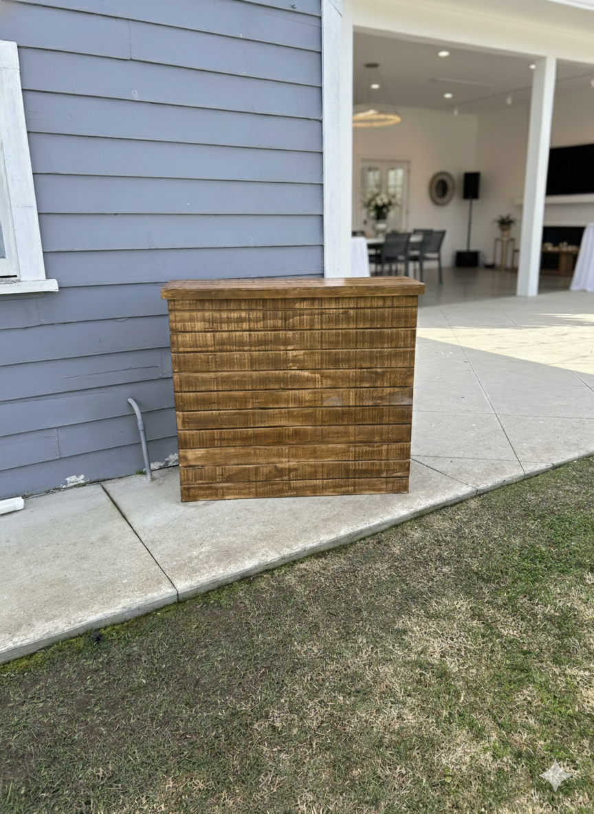 Rustic Wood Bar Rental Los Angeles | West Adams Event Rentals 4 ft wide