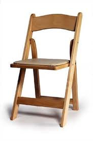 Boho-chic wood garden chairs with padded seats for Los Angeles event
