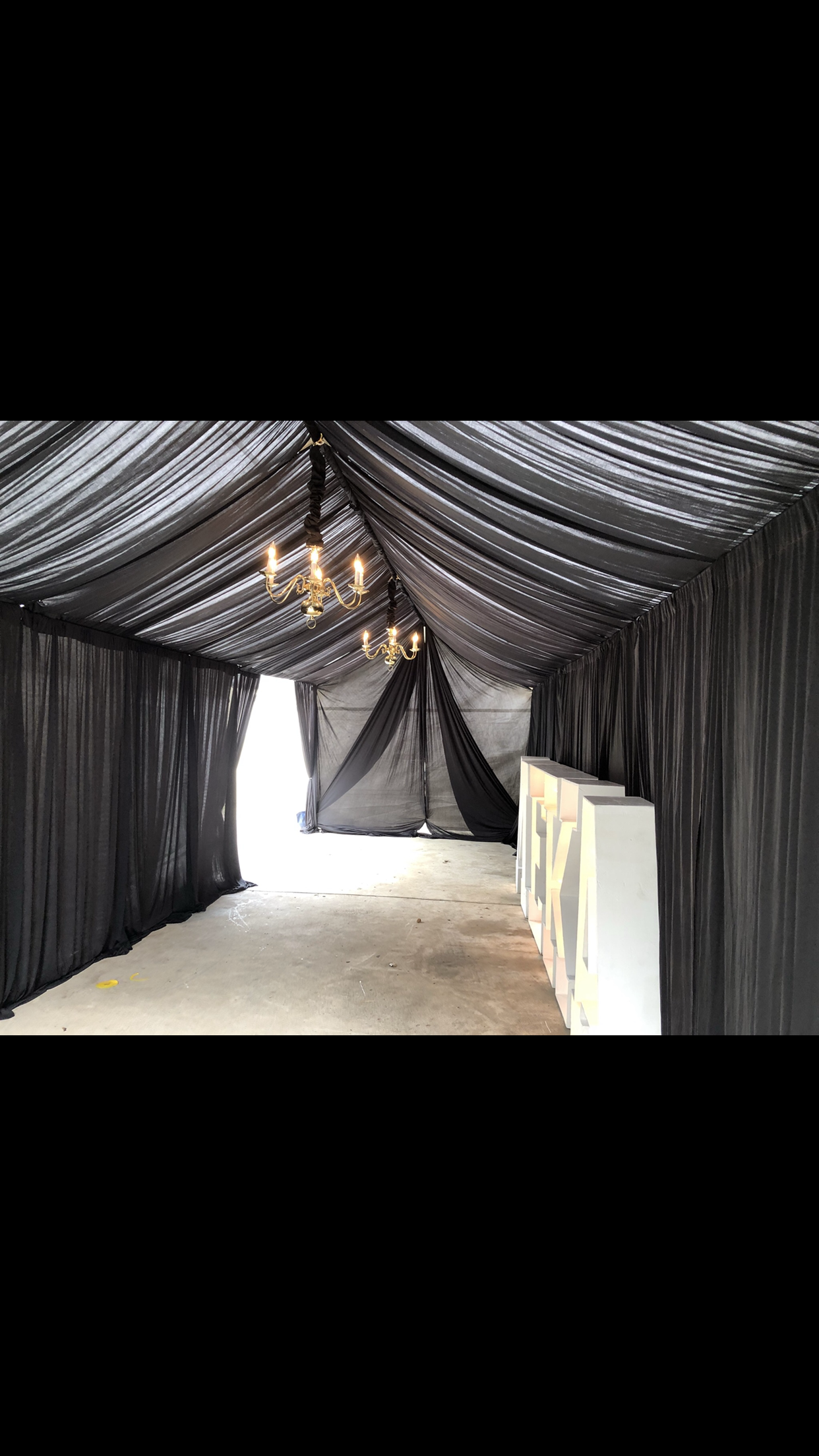 10x40 tent and drapery