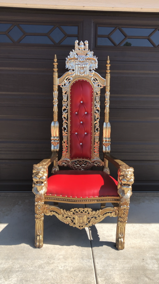 King Throne Chair - Gold and Red