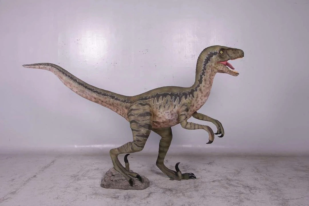 Green Velociraptor Dinosaur Statue