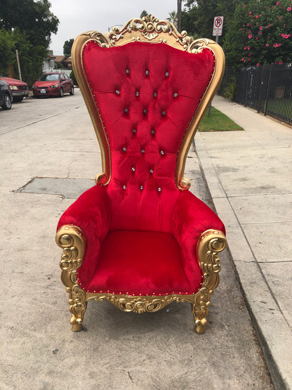 High Back Throne Chair- Gold and Red