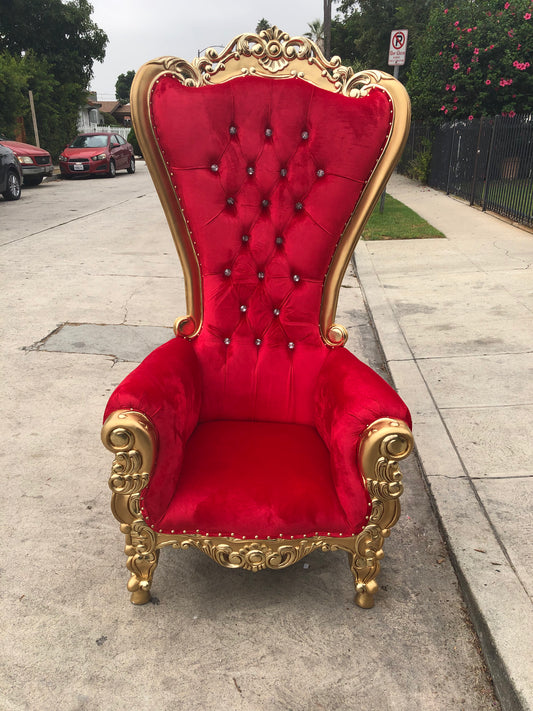 High Back Throne Chair- Gold and Red
