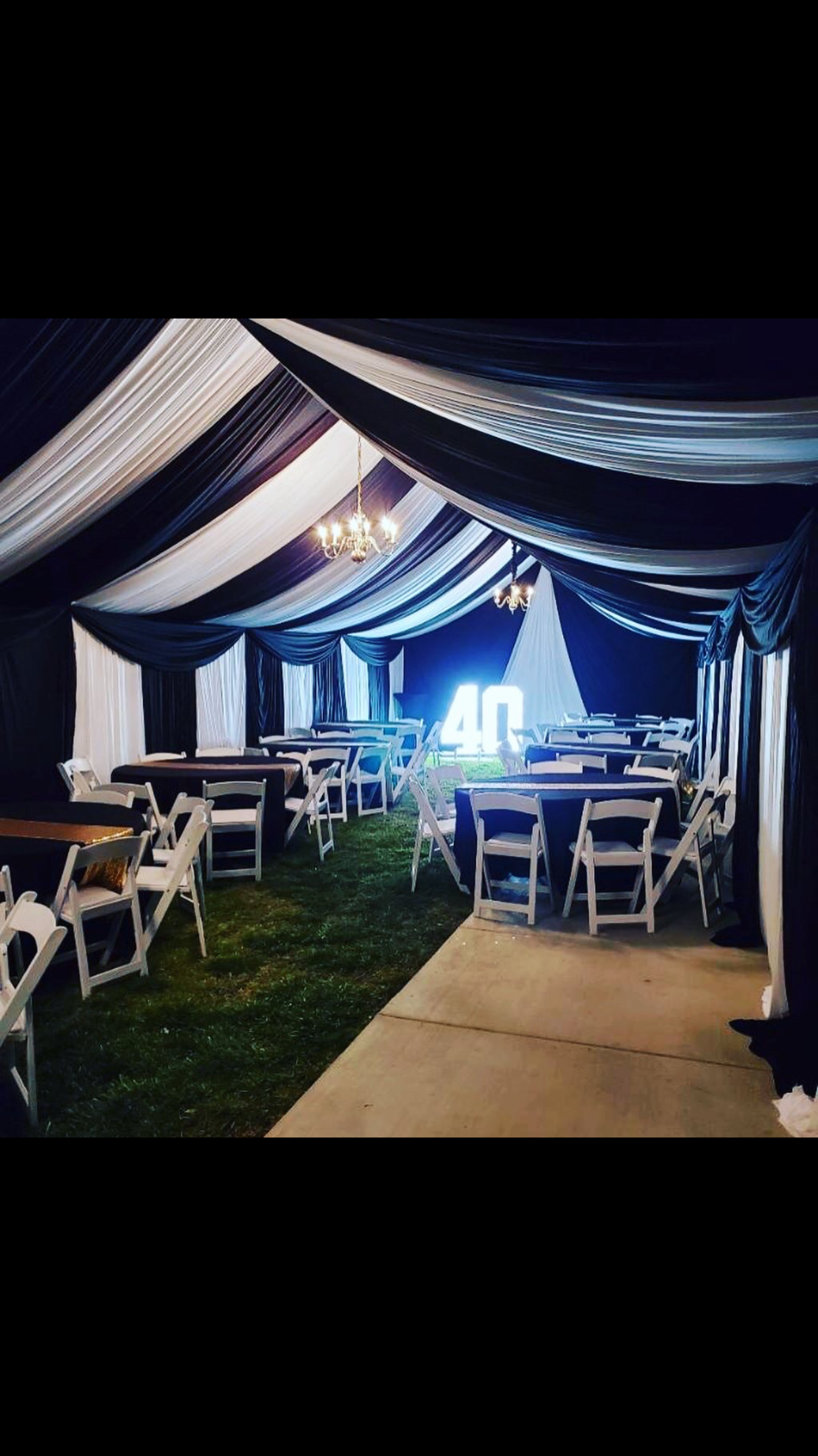 10x40 tent and drapery