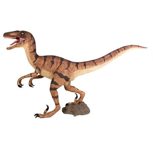 Brown Velociraptor Dinosaur Statue