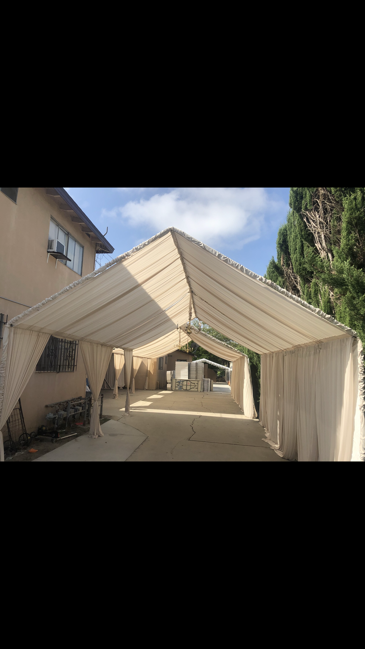 10x40 tent and drapery