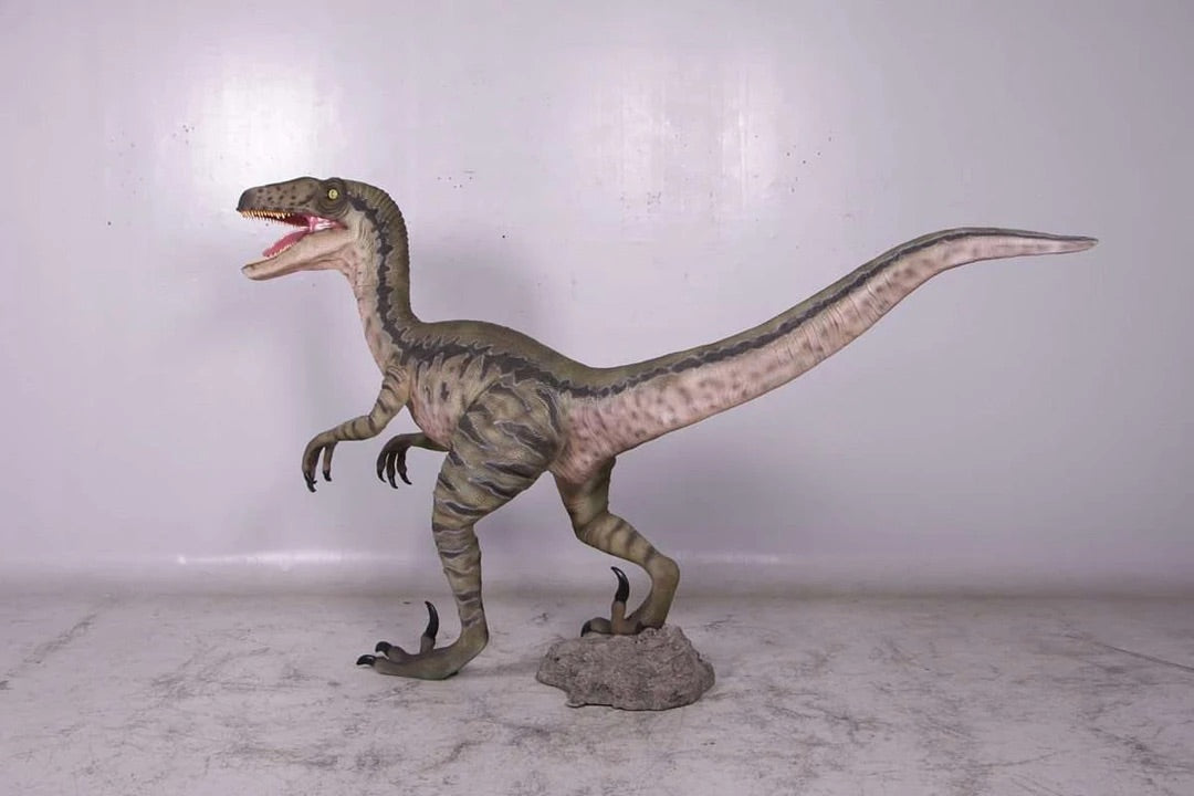 Green Velociraptor Dinosaur Statue