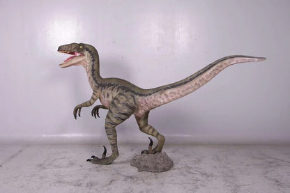 Green Velociraptor Dinosaur Statue