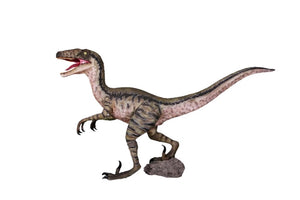 Green Velociraptor Dinosaur Statue
